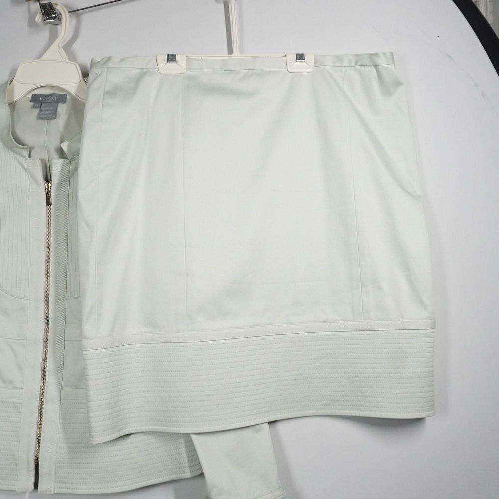 Eccoci Mint Green 2 Piece Skirt Suit Zip Front Jacket Pencil Skirt 16 Office - Picture 8 of 16